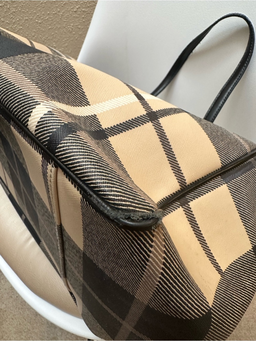 Kate Spade XL Plaid Allison Ave Sidney Tote Bag Purse Heritage Old Money Neutral - Picture 7 of 10